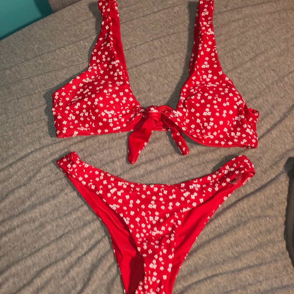 Red Swimsuit with white flowers